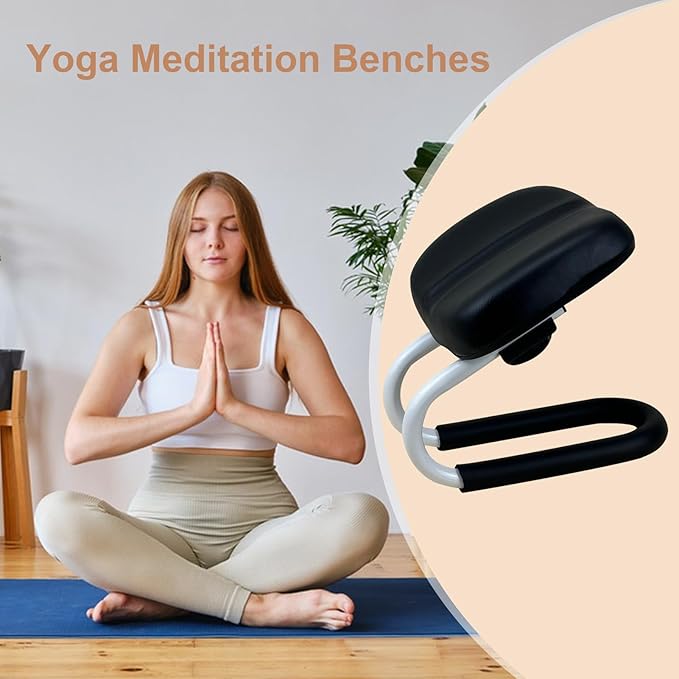 Adjustable Meditation Stool - Kneeling Bench Seat, Sponge Cushion Chair with Non-Slip Leg Sleeve, Meditation Accessories for Home Yoga Studio, Portable Praying Chair, Comfortable Support