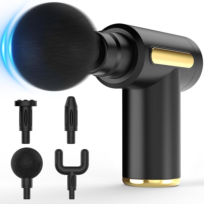 Massage Gun, Small Travel Tool, Massage Gun Deep Tissue,Percussion Handheld Portable Muscle Massager Tool for Full Body Pain Relief, Ideal Gifts for Men, Women(Black)