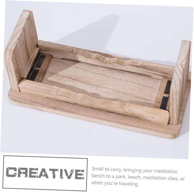 ibasenice Wood Meditation Bench Folding Legs Ergonomic Kneeling Stool for Zen Practice Tea Ceremonies and Household Use Non-Skid Design Portable Wooden Seat