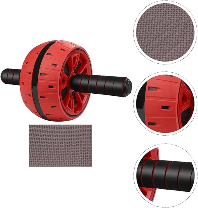 Ab Roller Wheel with Knee Pad, Silent Fitness Workout Equipment for Core Strength Training, Red Abdominal Muscle Trainer Exercise Roller Wheel for Home Gym