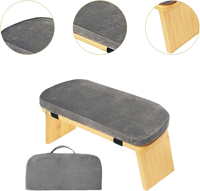 Meditation Bench with Cushion Ergonomic Non Slip Modern Support Kneeling Stool Soft for Indoor Outdoor Leisure Tea Ceremony