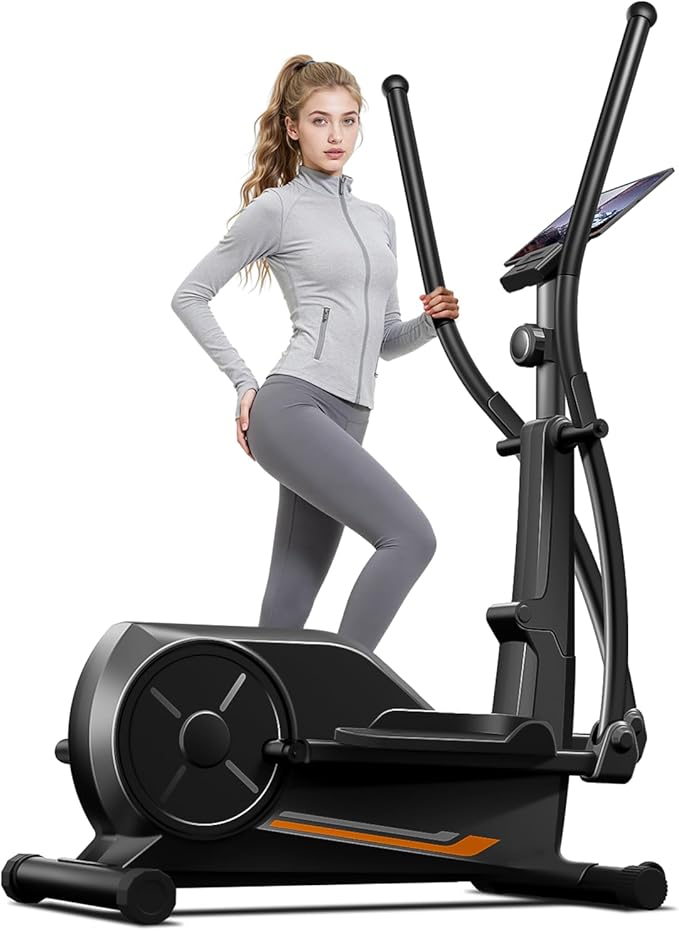 CURSOR Elliptical Exercise Machine, Elliptical Machine for Home with Hyper-Quiet Magnetic Driving System,8 Levels Resistance, Compact Elliptical with 12IN Stride & LCD Monitor, 330LBS Weight Capacity