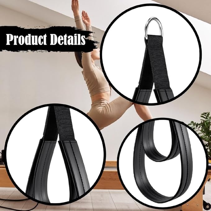 2 Double Loop Pilates Reformer Straps with Comfortable Rings for Arm Training for Beginners.