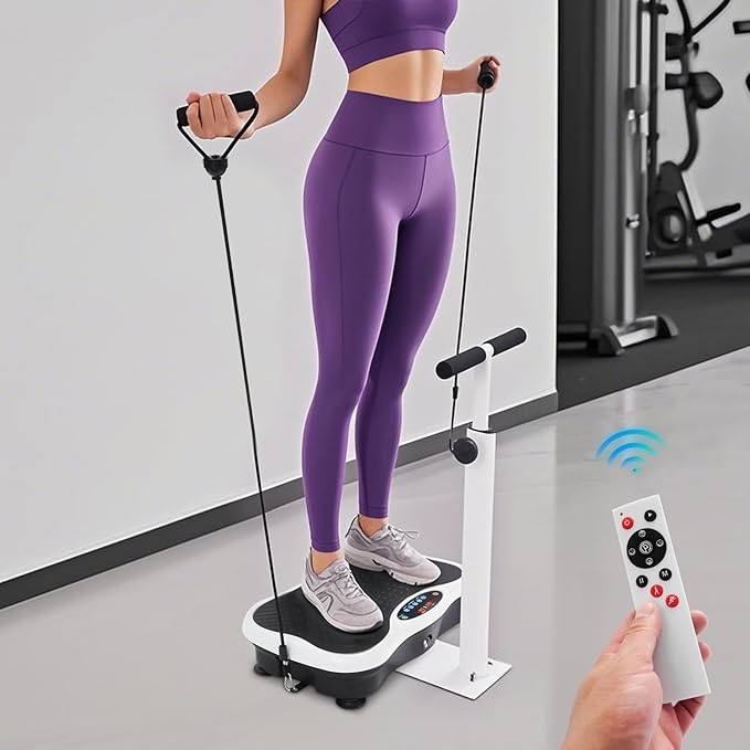 Vibration Plate Exercise Machine, 180W Vibrating Fitness Platform Full Body Shaker with Removeable Handrails & LED Display, 120-Gear Speed, 10 Sport Modes, 330lbs Capacity for Home, 110V