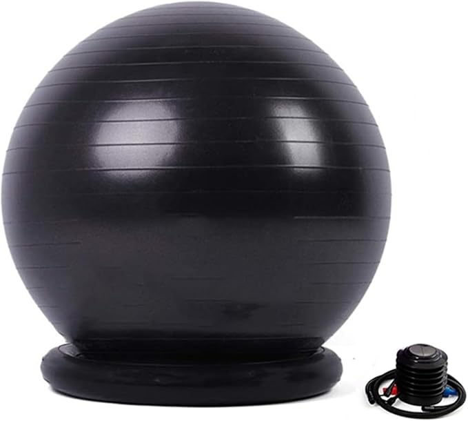 Yoga Ball Chair,Yoga Ball，Exercise Ball, Yoga Ball Chair Ergonomic Exercise Ball Stool with Base Stability Yoga Ball Chair for Adults Pregnancy Fat People Comfort Balance(Black,65cm ( 25 5/8" ))