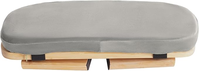 DYNAMI Bamboo Meditation Bench with Sponge Cushion, Portable Foldable Ergonomic Meditation Stool,Wooden Kneeling Stool for Yoga Sitting Prayer,Load Capacity 396lbs (Gray)