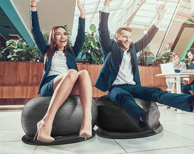 Backless Balance Ball Chair Exercise Stability, 21 25 29 Inch Pregnancy Labor Medicine Ball Chair for Home Gym Office, Gray Exercise Ball Kit with Base & Bands(Diameter 75cm(29 4/8 inch))