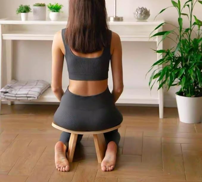 Bench,Meditation Bench Ergonomic Wooden Meditation Kneeling Stool with Travel Bag for Yoga, Prayer, Travel, Mindfulness, Zen Practice ﻿(Large)