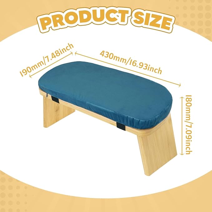 Yoga Meditation Bench Kneeling Stool, Foldable, Wood, with Removable Cushion Ergonomic Prayer Bench Meditation Stool