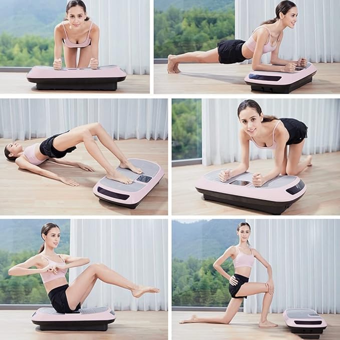 Vibration Platform Machine for Home Gym, Vibration Plate Exercise Board for Fitness, Full Body Vibrating Workout Machine w/Resistance Bands (Color : White)