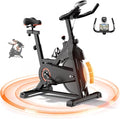 Exercise Bike, Magnetic Stationary Bikes for Home with Brake Pad Silent Belt Drive, 330LB Weight Capacity Indoor Cycling Bike with Upgraded Comfortable Seat, Tablet & Water Bottle Holder Black