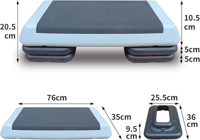 Adjustable Workout Aerobic Stepper in Fitness & Exercise Step Platform Trainer Gray Black with 4 risers