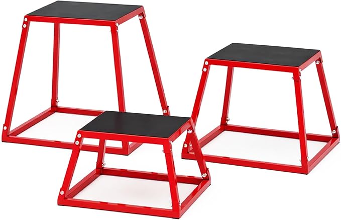 Plyometric Jump Box, Plyo Box with 15 * 18 Inch Rectangular Surface, Heavy Duty Steel Step Up Box , Anti-Slip Jump Trainers for Home Gym Workout, Condition Strength Training with Sizes 12'', 18'', 24''