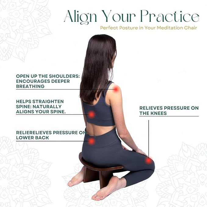 Portable Meditation Bench, Yoga Auxiliary Stool with Storage Bag, Removable Wooden Kneeling Stool, Multifunctional Ergonomic Seat, Posture Adjustment, for Yoga, Prayer, Meditation