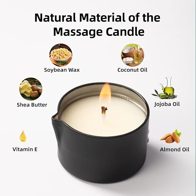 Pure Natural Soybean Scented Massage Candles for Couples-Low Temp Relaxing Candles Aromatherapy - Body Lotion for Massage 6.35 OZ (Pomegranate Scent)