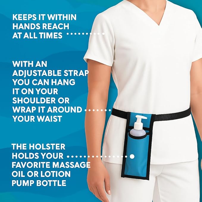 Royal Massage Oil Bottle Holster with Adjustable Strap – Hands-Free Waist or Shoulder Pouch for Therapists – Fits Most Pump Bottles – 8 Color Options - Bottle Not Included (Black)