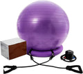 Yoga Ball Chair,Yoga Ball，Exercise Ball, Balance Ball Chair with Adjustable Band & Stability Base Home Yoga Chair for Exercise/Improving Health Pregnancy Birthing Balls Seat(Purple,Diameter 75cm ( 29