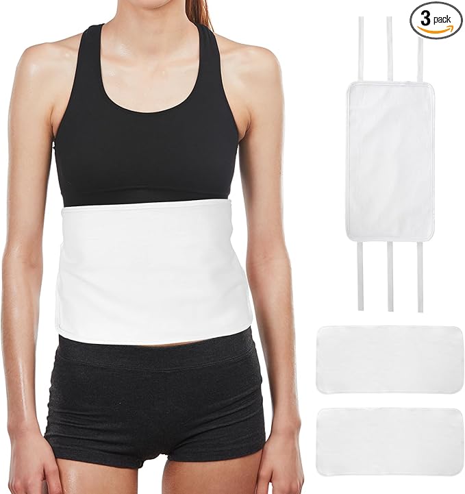 Castor Oil Pack Wrap with Straps (3 Pcs Set) – 1 Reusable Organic Cotton Castor Oil Wrap + 2 Cotton Flannels, Mess-Free Cotton Flannel Pads for Abdomen, Breast & Joints (Oil Not Included)