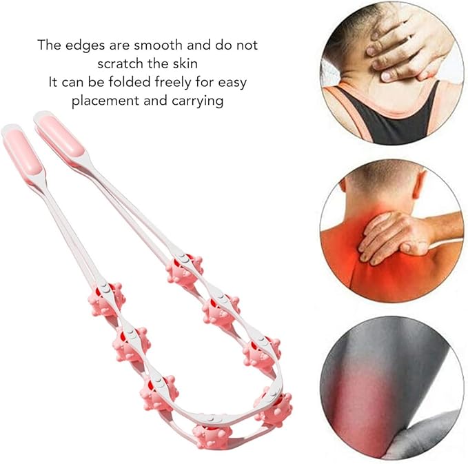 Manual Back Massage Roller Rope, Handheld Massage Ball Roller Anti Cellulite Massage Roller, Fascia Roller Manual Massage Strap for Back Neck Shoulder Waist Leg Muscle Exercise Massage Roller (Blue)