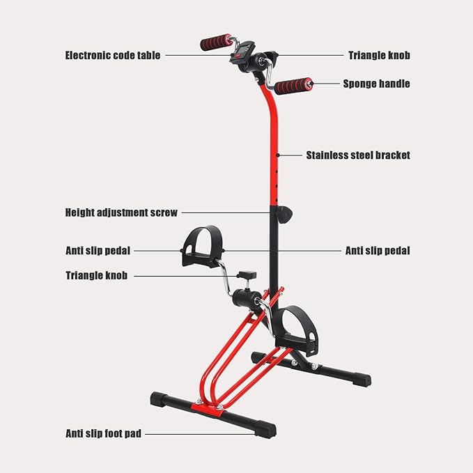 Rehabilitation Trainer Pedal Exerciser Bike for Seniors - Adjustable Hand Arm Leg Knee Peddler Machine, Upper & Lower Limb Home Fitness Equipment for Total Body Workout and Physical Therapy