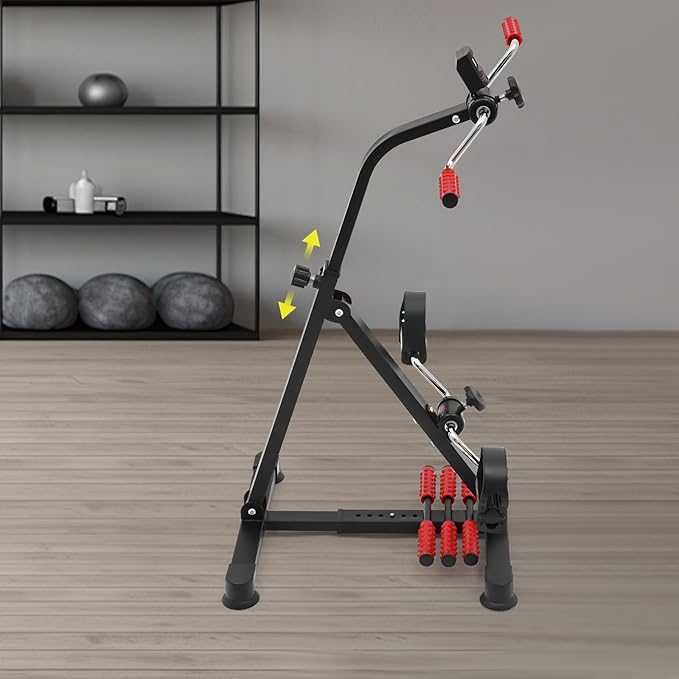 Pedal Exerciser Bike for Seniors, Hand Arm Leg and Knee Peddler, Adjustable Fitness Recovery Equipment with LCD Monitor, Home Exercise Equipment for Elderly