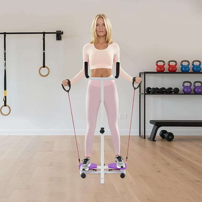 Waist Twister Board - Home Gym Exercise Equipment for Core Workout & Waistline Slimming - 3-Level Adjustable Ab Toner with Pull Cords for Women/Men, 330lbs Capacity