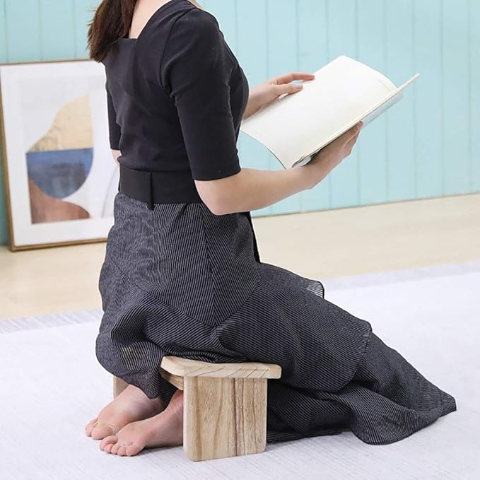CKIDS Folding Meditation Bench - Paulownia Wood - Portable Kneeling Stool for Seiza Prayer and Yoga