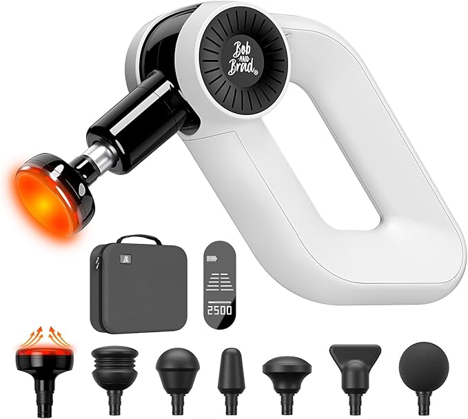 BOB AND BRAD D6 Pro Plus Massage Gun with Heat, 16mm Deep Tissue Percussion, FSA Eligible Professional Muscle Gun for Athletes, HSA Massager with 85lbs Stall Force for Back Pain Relief