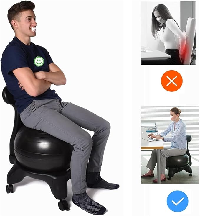 Yoga Ball Chair,Yoga Ball，Exercise Ball, Yoga Ball Chair Ergonomic Chair with Replaceable Balls Stability Yoga Ball Chair for Office Home Classroom Exercise Ball Seat(Pink)