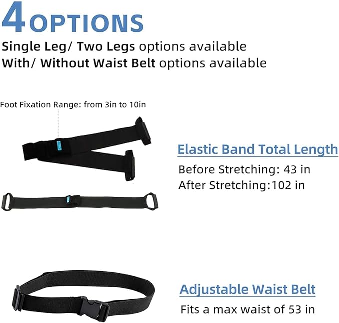 Stretch Bands for Exercise – Leg Stretching Strap for Physical Therapy, Hands-Free/Manual Options for Elderly Rehabilitation Bedridden Patients Lower Limb Myasthenia (2 Feet+Waist Belt)