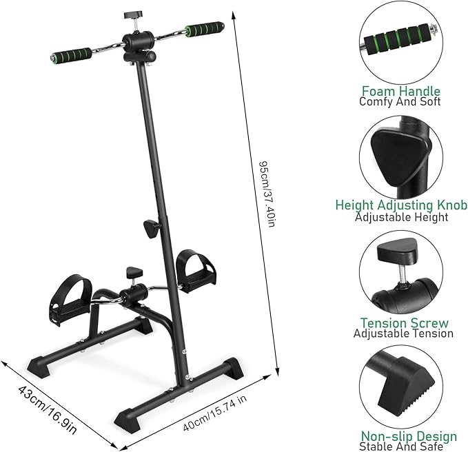 Adjustable Elderly Exercise Bike, Hand Arm Leg Knee Peddler, Pedal Exerciser Bike, Fitness Equipment for Seniors, Elderly Home Pedal Exercise Bike for Total Body