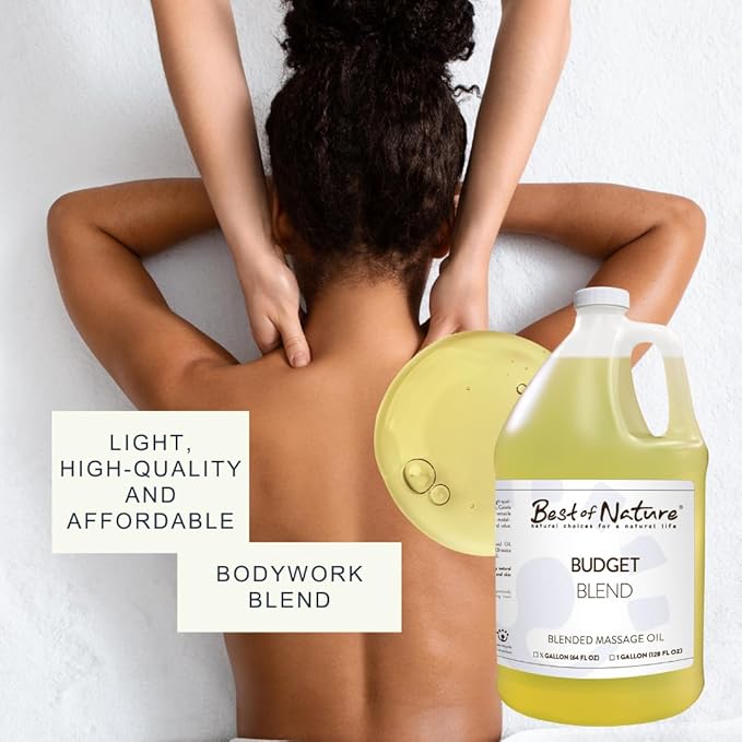 Best of Nature Budget Blend Massage & Body Oil - Affordable, Lightweight Moisturizer for Therapists & Spas, Bulk Size Available - 8 fl oz