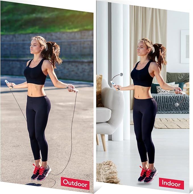 Te-Rich Jump Rope, Weighted Jump Rope for Fitness, Skipping Rope with Counter - Heavy Handles, Adjustable Length - Cordless Jumping Rope for Men Women Kids Fitness Exercise Training