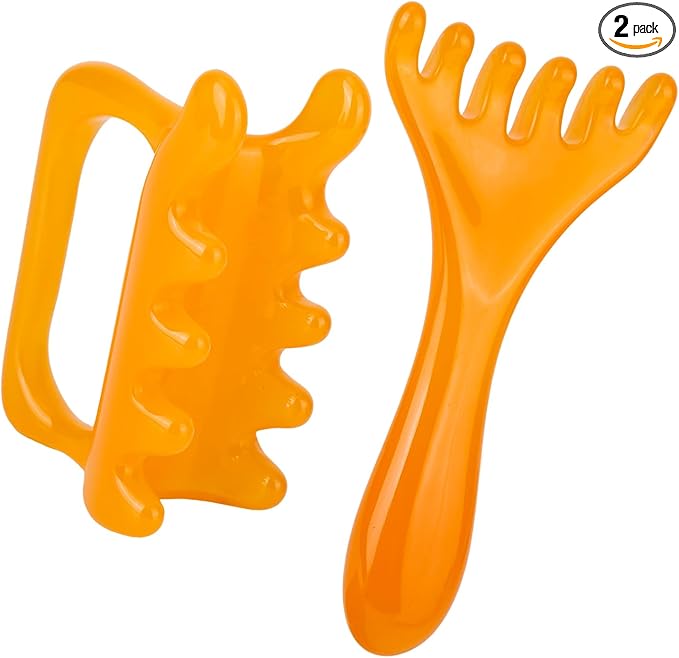 Fascia & Scalp Massage Tool Set, Portable Myofascial Release Massager for Muscle Knots Cellulite Head Massager for Hair Growth Relaxation Lymphatic Drainage (Yellow)