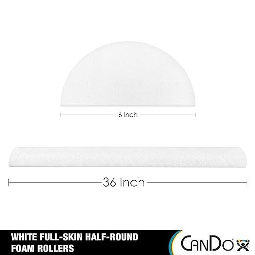 Cando 30-2340 Full-Skin PE Foam Roller for Muscle Restoration, Massage Therapy, Sport Recovery and Physical Therapy, White, 6" Width, 36" Length
