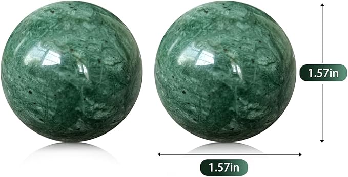 Traditional Chinese Baoding Balls, Marble Health Exercise Stress Relief Balls, Dark Green, 2-Piece Set (Dark Green, Small-1.38")