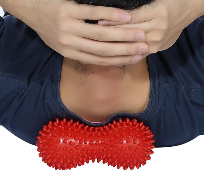 Spiky Massage Ball Peanut Massager Ball Fitness Exercise Mobility Peanut Ball Pain Muscle Steess Foot Myofascial Relief for Plantar Fasciitis Heel Foot Arch Pain ()