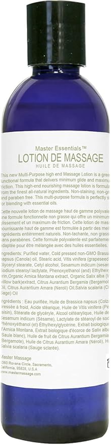 Master Massage Organic Massage Lotion (Pack of 2) - 8 fl oz, Skin-Nourishing Formula for Relaxation, Ideal for Massage Therapy and Home Use