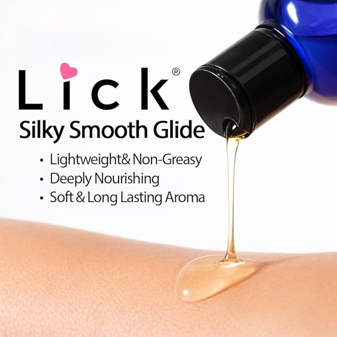 Lick Rose and Jasmine Massage Oil – Elegant Floral Massage Oil with Sweet Almond Oil & Vitamin E, Relaxing Aromatherapy Glide for Couples Massage, 4 oz