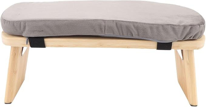 Yinhing Wooden Meditation Bench Ergonomic Detachable Kneeling Stool with Soft Cushion for Practice Includes Convenient Carry Bag Stylish Blue Design for Comfortable Meditation Sessions and (Gray)