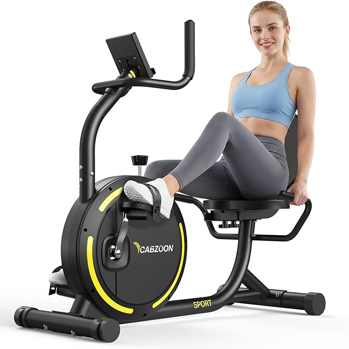 Recumbent Exercise Bike for Home Heavy-Duty Stationary Bike For Seniors Bicycle Exercise Machine Bicycle LCD Monitor,265LBS,8 Level Resistance Black