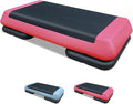 28.5'' Exercise Aerobic Step Platform, 4-6-8inAdjustable Fitness Stepper Workout with 4 Stackable Risers, Aerobics Stepper Workout Stepper for Home Gym Cardio Strength & Training (Red & Gray)
