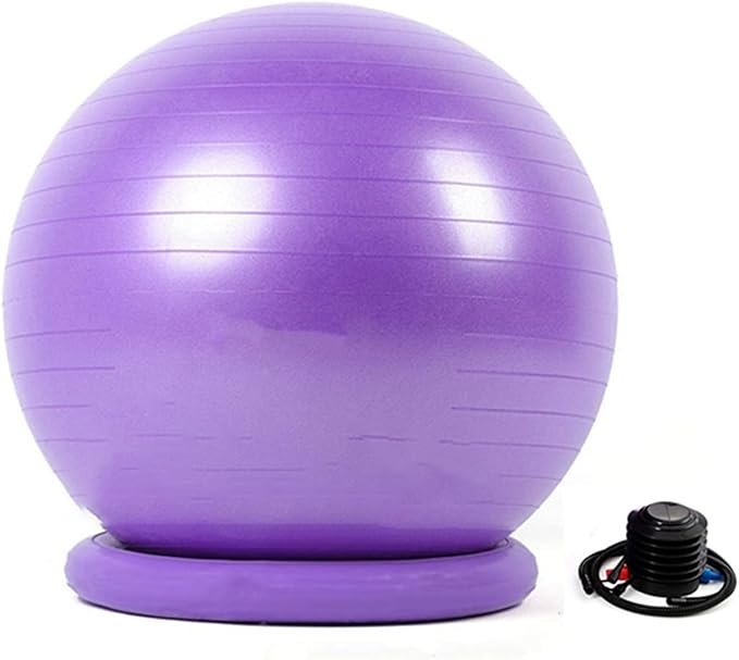 Yoga Ball Chair Office Ball Chair with Base & Pump, Stability Yoga Ball Seat for Back Pain Relief, Home Gym Exercise Ball Chair for Core Strength Training ( Color : Purple , Size : Diameter 75cm ( 29