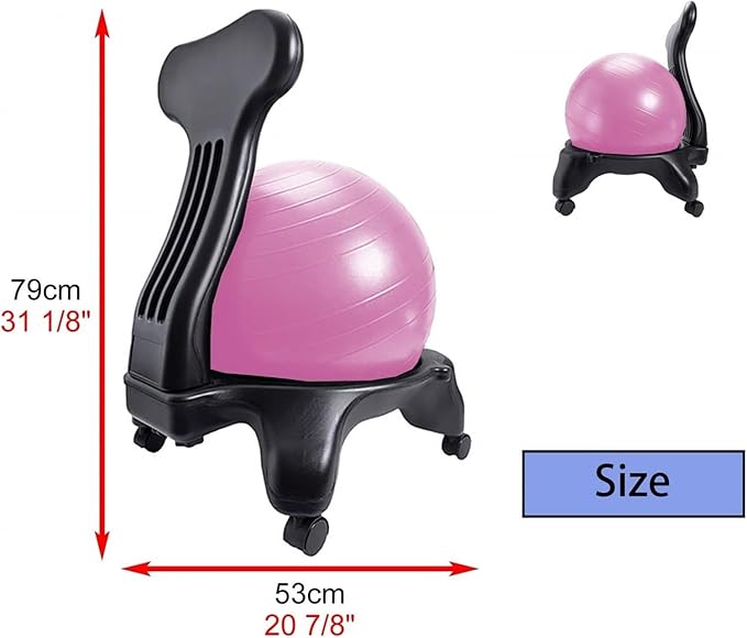 Yoga Ball Chair,Yoga Ball，Exercise Ball, Yoga Ball Chair Ergonomic Chair with Replaceable Balls Stability Yoga Ball Chair for Office Home Classroom Exercise Ball Seat(Rose)