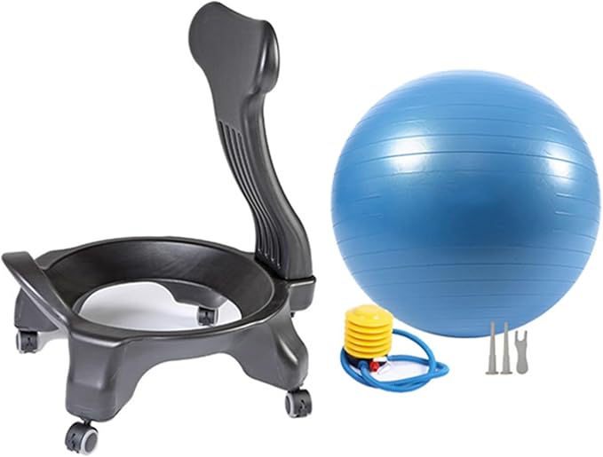 Ergonomic Office Yoga Ball Chairs, Active Sitting Exercise Ball Chair for Adults Desk Improves Back Pain, Balance Ball Chairs with Lockable Wheels and Foot Pump(Blue)