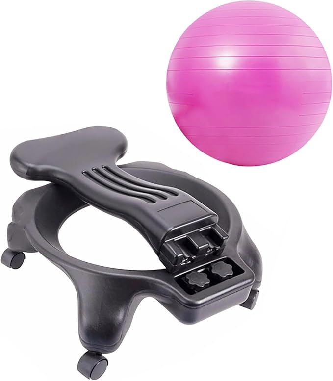 SRNSAEB Exercise Ball Chair with Back Support, Ergonomic Office Chair Yoga Ball to Pregnancy/Gym Goer/Back Pain People, Inflatable Stability Ball Chair with Pump/Wheels(Pink)