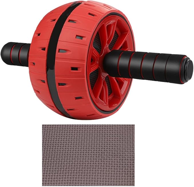 Ab Roller Wheel with Knee Pad, Silent Fitness Workout Equipment for Core Strength Training, Red Abdominal Muscle Trainer Exercise Roller Wheel for Home Gym