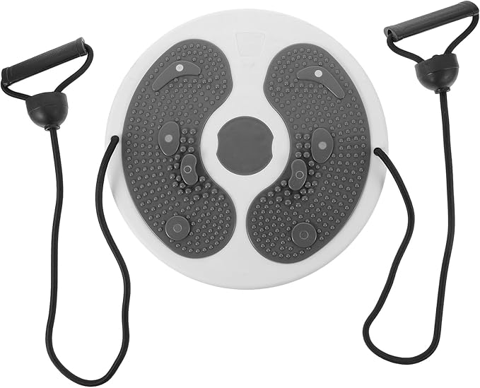Household Fitness Waist Twisting Disc with Rope, Gray Plastic Rotating Board for Abdominal Exercise and Body Massage, Home Workout Core Trainer for Waist and Abdomen Shaping