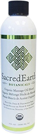 Organic Massage Oil Blend (8oz) - Unscented, Nut Oil Free, Gluten Free and USDA Certified Organic