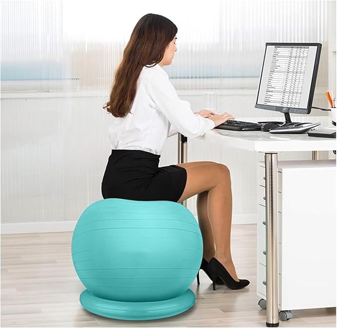 Yoga Ball Chair,Yoga Ball，Exercise Ball, Yoga Ball Chair Ergonomic Exercise Ball Stool with Base Stability Yoga Ball Chair for Adults Pregnancy Fat People Comfort Balance(Blue,65cm ( 25 5/8" ))